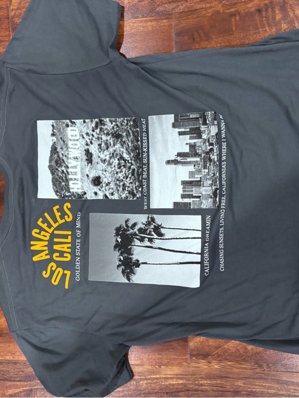 Addiction Los Angeles Graphic Short Sleeve Tee - Dark Gray with Yellow